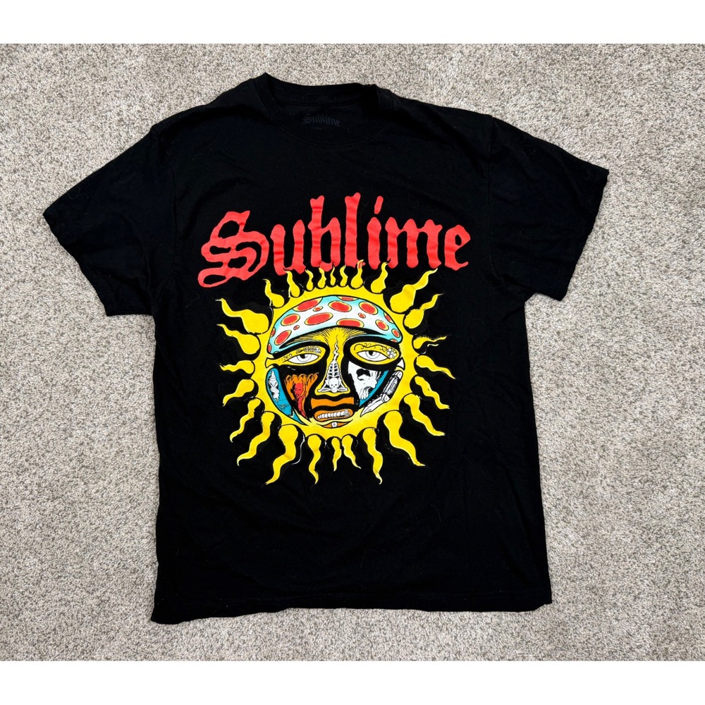 Sublime Sun Logo Band T-Shirt Mens Medium Black 40oz to Freedom Graphic Tee